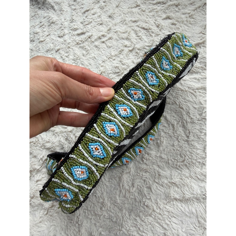 Cache Vintage Y2K Beaded Baguette Shoulder Bag Zebra Geometric Animal Print - Picture 11 of 16